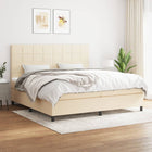 Box spring with fabric mattress cream-coloured 200x200 cm