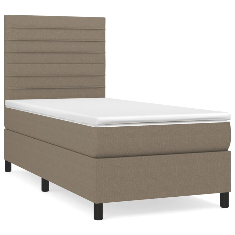 Boxspring Met Matras Stof Taupe 80 x 200 cm Horizontale strepen