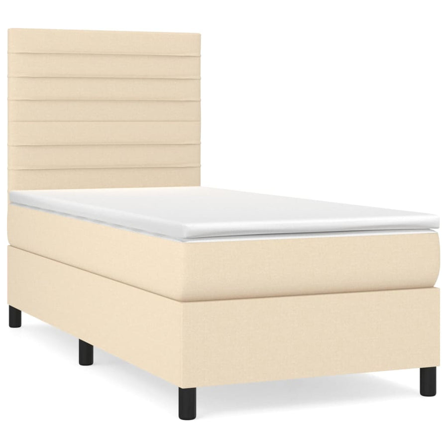 Boxspring Met Matras Stof Kleurig Crème 80 x 200 cm Horizontale strepen