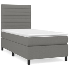 Boxspring Met Matras Stof Donkergrijs 90 x 190 cm Horizontale strepen