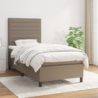 Boxspring met matras stof taupe 90x190 cm 90 x 190 cm Horizontale strepen