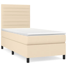 Boxspring met matras stof crèmekleurig 90x200 cm 90 x 200 cm Crème