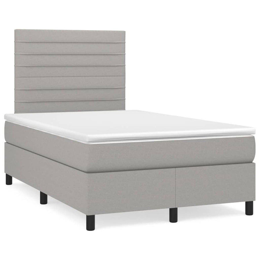 Boxspring Met Matras Stof Lichtgrijs 120 x 200 cm Horizontale strepen