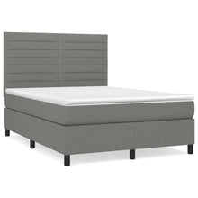 Boxspring Met Matras Stof Donkergrijs 140 x 190 cm Horizontale strepen