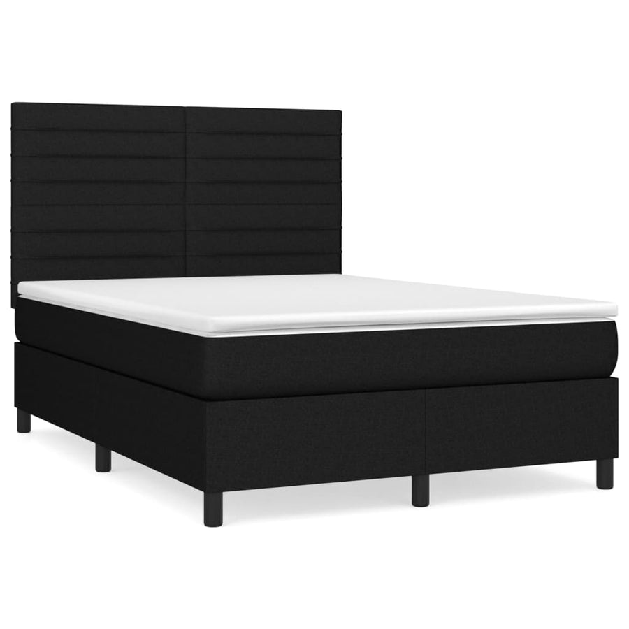 Boxspring met matras stof zwart 140x190 cm 140 x 190 cm Zwart