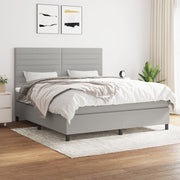 Box spring with mattress fabric light grey 160x200 cm