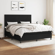 Box spring with mattress black fabric 160x200 cm