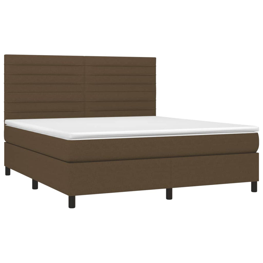 Boxspring Met Matras Stof Donkerbruin 160 x 200 cm Horizontale strepen