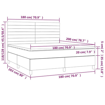Boxspring Met Matras Stof Donkergrijs 180 x 200 cm Horizontale strepen