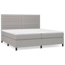 Boxspring Met Matras Stof Lichtgrijs 200 x 200 cm Horizontale strepen