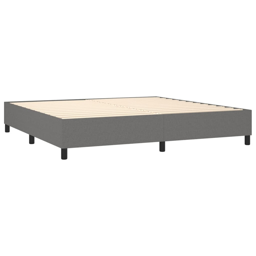 Boxspring Met Matras Stof Donkergrijs 200 x 200 cm Horizontale strepen