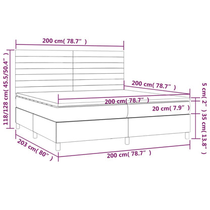Boxspring Met Matras Stof Donkergrijs 200 x 200 cm Horizontale strepen