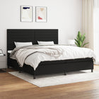 Box spring bed with mattress fabric black 200x200 cm