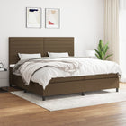 Box spring with dark brown fabric mattress 200x200 cm