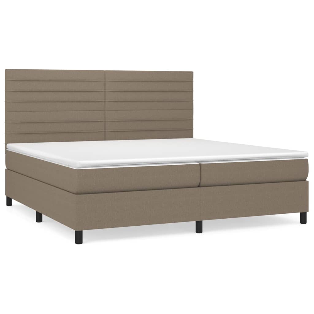 Boxspring Met Matras Stof Taupe 200 x 200 cm Horizontale strepen