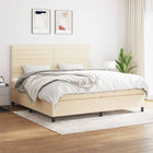 Box spring with fabric mattress cream-coloured 200x200 cm