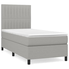 Boxspring Met Matras Stof Lichtgrijs 90 x 190 cm Verticale strepen
