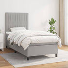 Boxspring Met Matras Stof Lichtgrijs 90 x 190 cm Verticale strepen