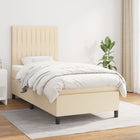 Boxspring met matras stof crèmekleurig 90x190 cm 90 x 190 cm Crème