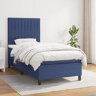 Boxspring Met Matras Stof Blauw 90 x 190 cm Verticale strepen