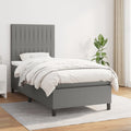 Boxspring met matras stof donkergrijs 90x200 cm