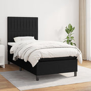 Box spring with mattress fabric black 100x200 cm
