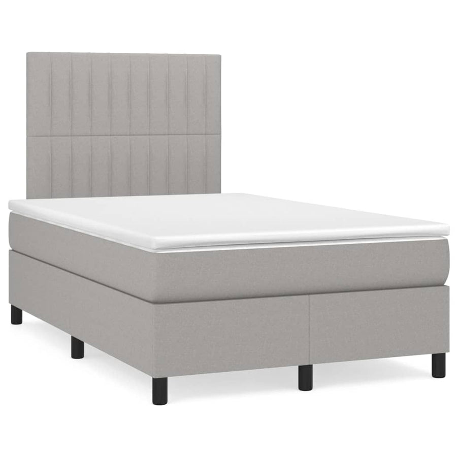 Boxspring Met Matras Stof Lichtgrijs 120 x 200 cm Verticale strepen