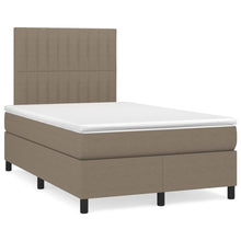 Boxspring met matras stof taupe 120x200 cm 120 x 200 cm Verticale strepen