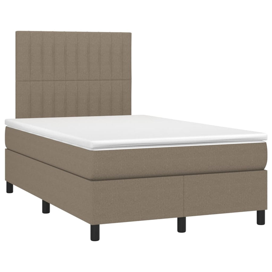 Boxspring met matras stof taupe 120x200 cm 120 x 200 cm Verticale strepen