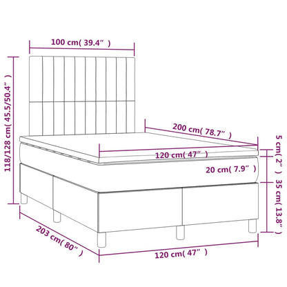 Boxspring Met Matras Stof Kleurig Crème 120 x 200 cm Verticale strepen