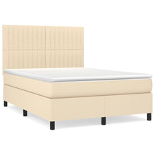 Boxspring Met Matras Stof Kleurig Crème 140 x 190 cm Verticale strepen