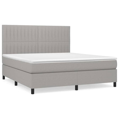 Boxspring Met Matras Stof Lichtgrijs 160 x 200 cm Verticale strepen