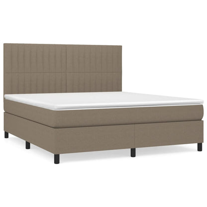 Boxspring Met Matras Stof Taupe 160 x 200 cm Verticale strepen