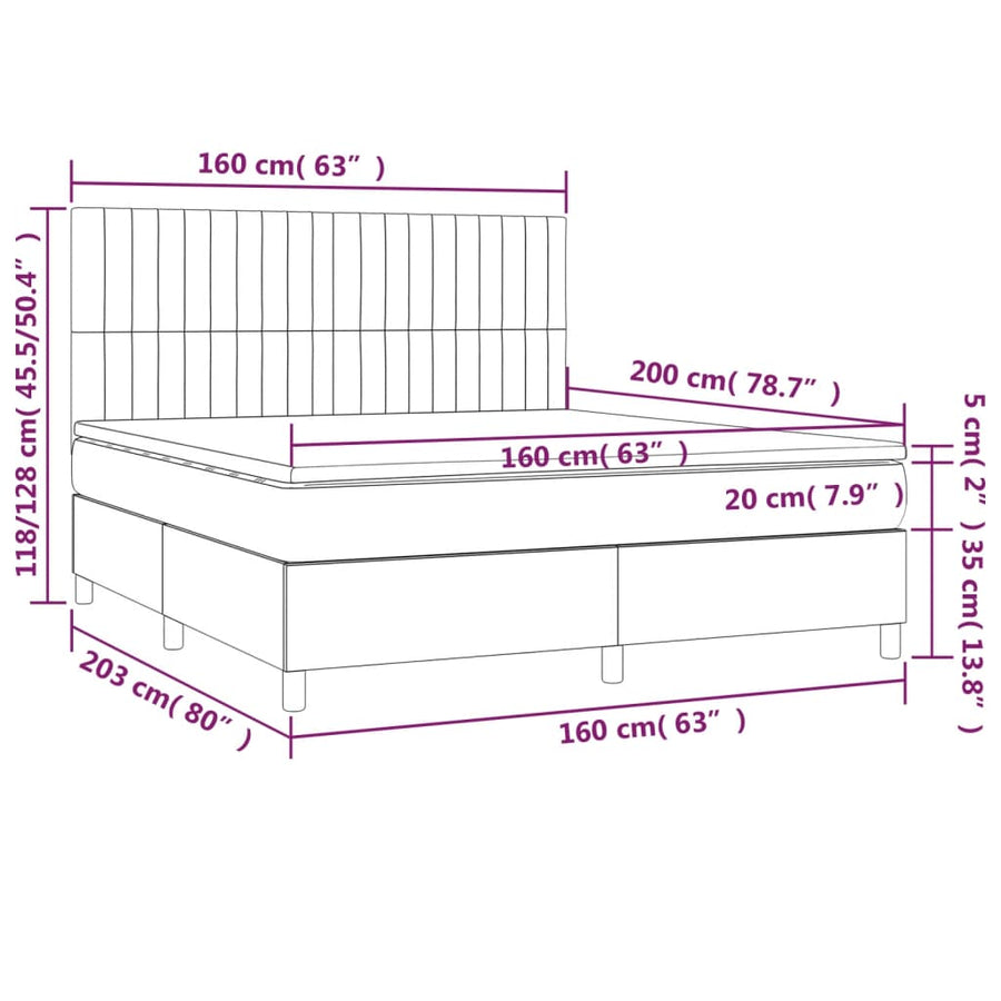 Boxspring Met Matras Stof Taupe 160 x 200 cm Verticale strepen
