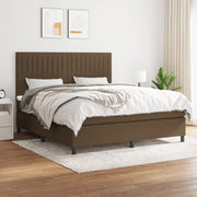 Box spring with mattress dark brown fabric 180x200 cm