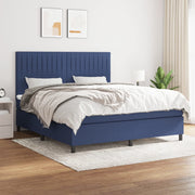 Box spring with fabric mattress blue 180x200 cm