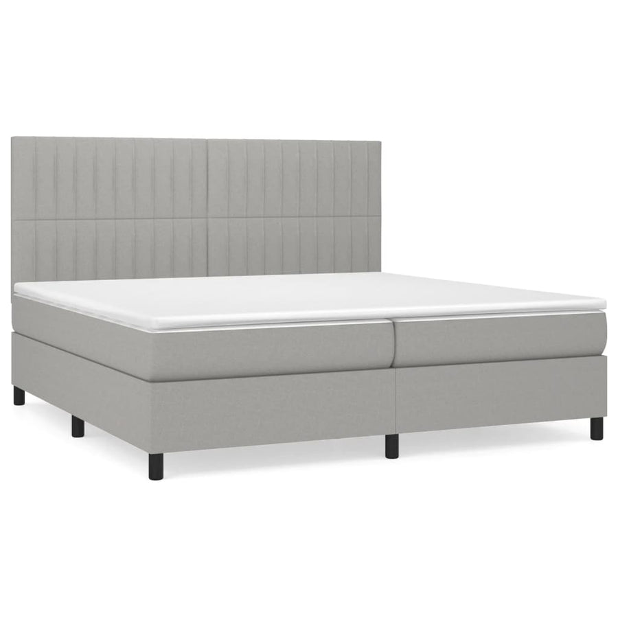 Boxspring Met Matras Stof Lichtgrijs 200 x 200 cm Verticale strepen