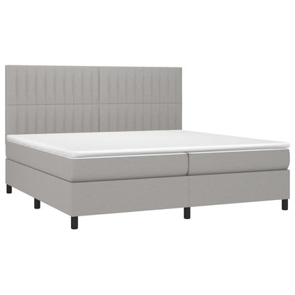 Boxspring Met Matras Stof Lichtgrijs 200 x 200 cm Verticale strepen