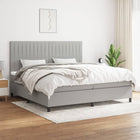 Box spring with mattress light gray fabric 200x200 cm