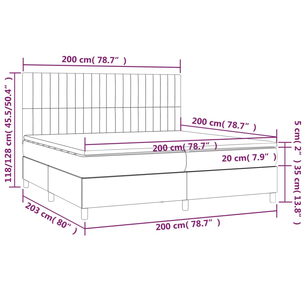 Boxspring Met Matras Stof Donkerbruin 200X200 Cm 200 x 200 cm Verticale strepen