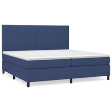 Boxspring Met Matras Stof Blauw 200 x 200 cm Verticale strepen