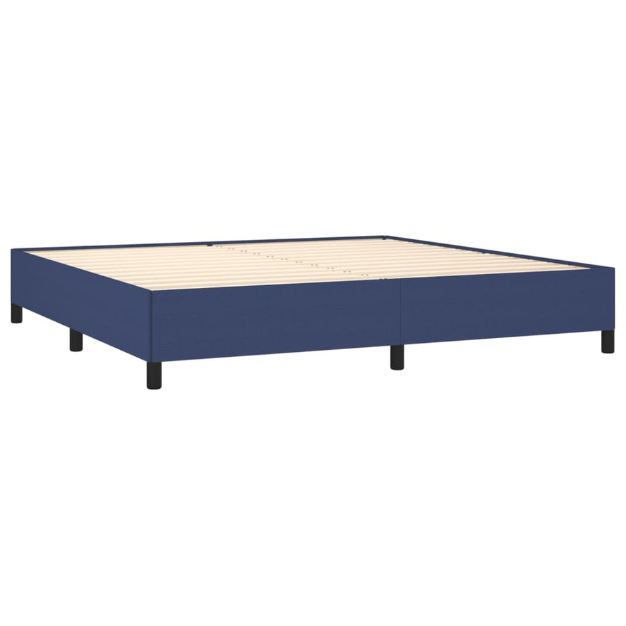 Boxspring Met Matras Stof Blauw 200 x 200 cm Verticale strepen