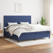 Boxspring Met Matras Stof Blauw 200 x 200 cm Verticale strepen