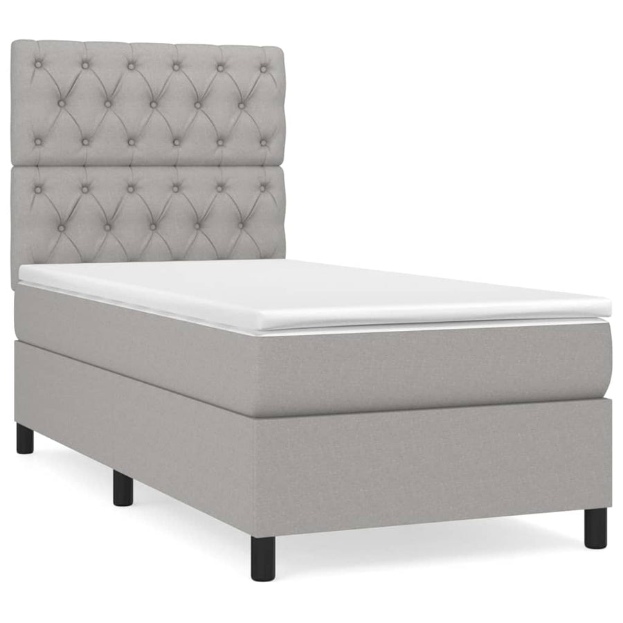 Boxspring Met Matras Stof Lichtgrijs 80 x 200 cm Getuft ontwerp