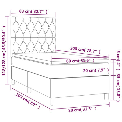 Boxspring Met Matras Stof Lichtgrijs 80 x 200 cm Getuft ontwerp