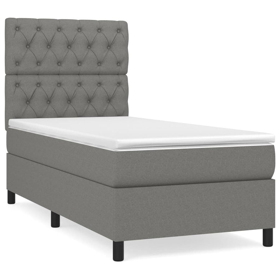 Boxspring Met Matras Stof Donkergrijs 80 x 200 cm Getuft ontwerp