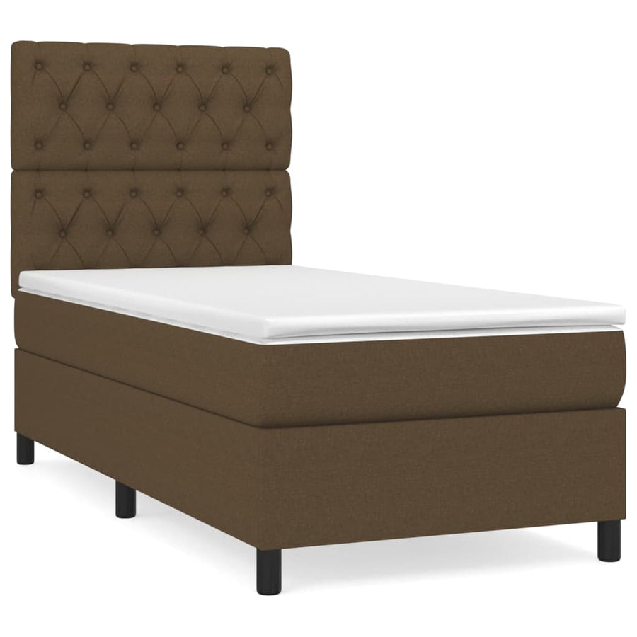 Boxspring Met Matras Stof Donkerbruin 80 x 200 cm Getuft ontwerp