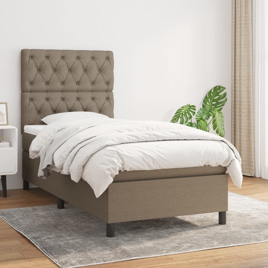 Boxspring Met Matras Stof Taupe 80 x 200 cm Getuft ontwerp