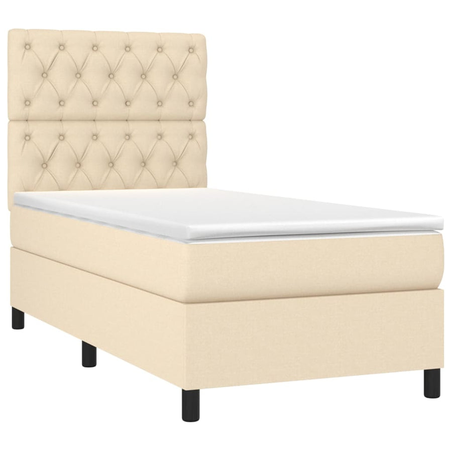 Boxspring Met Matras Stof Kleurig Crème 80 x 200 cm Getuft ontwerp