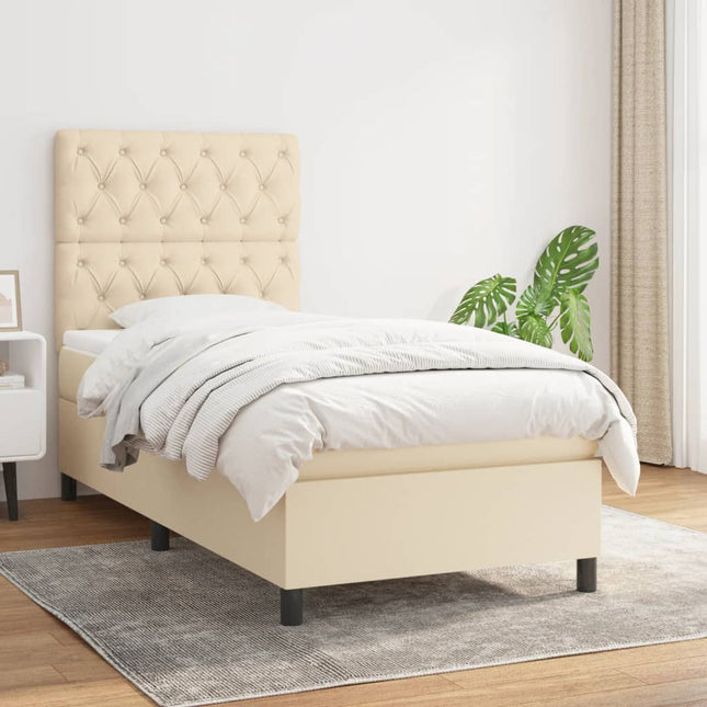 Boxspring Met Matras Stof Kleurig Crème 80 x 200 cm Getuft ontwerp